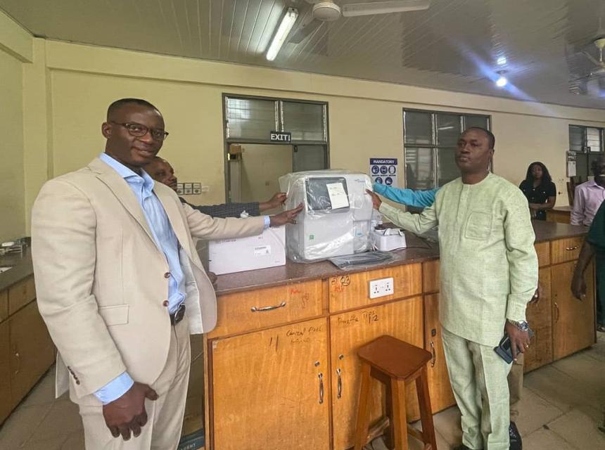 Sysmex West and Central Africa Ltd. (SWCA) donates equipment to the Faculty of Health Sciences.